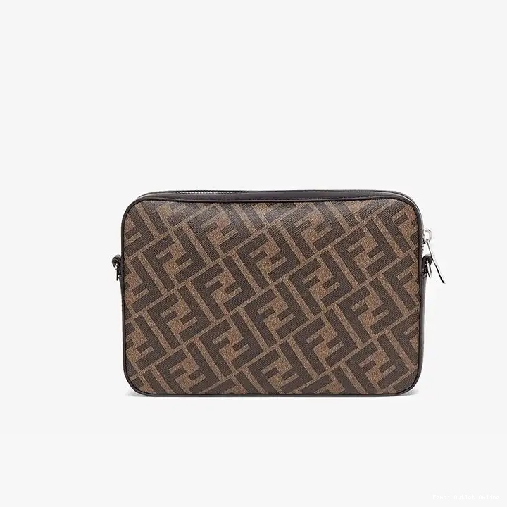 Affordable Camera FF Motif Fabric Fendi Case Brown In Red Compact 0517